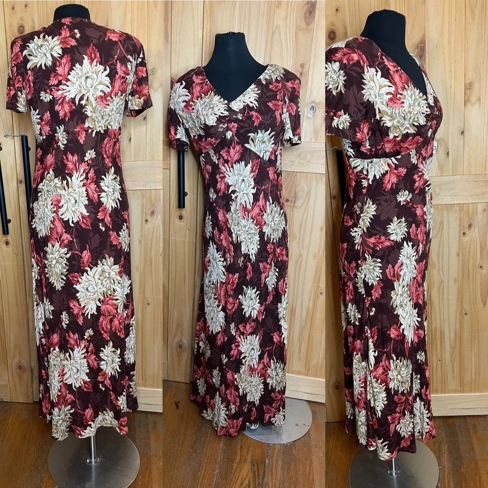 Vintage 90’s Carole Little floral maxi dress - bias cut - Picture 7 of 10